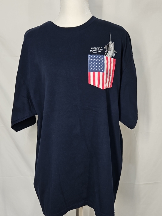 Guy Harvey Other - Guy Harvey Navy Short-Sleeve Tee with American Flag Pocket